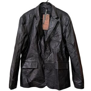 jilD New Leatherlnn Black Crocodile Print Leather Jacket Men's L NWT